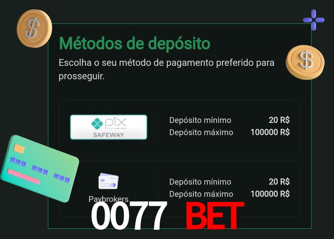 O cassino 0077 Bet oferece uma grande variedade de métodos de pagamento